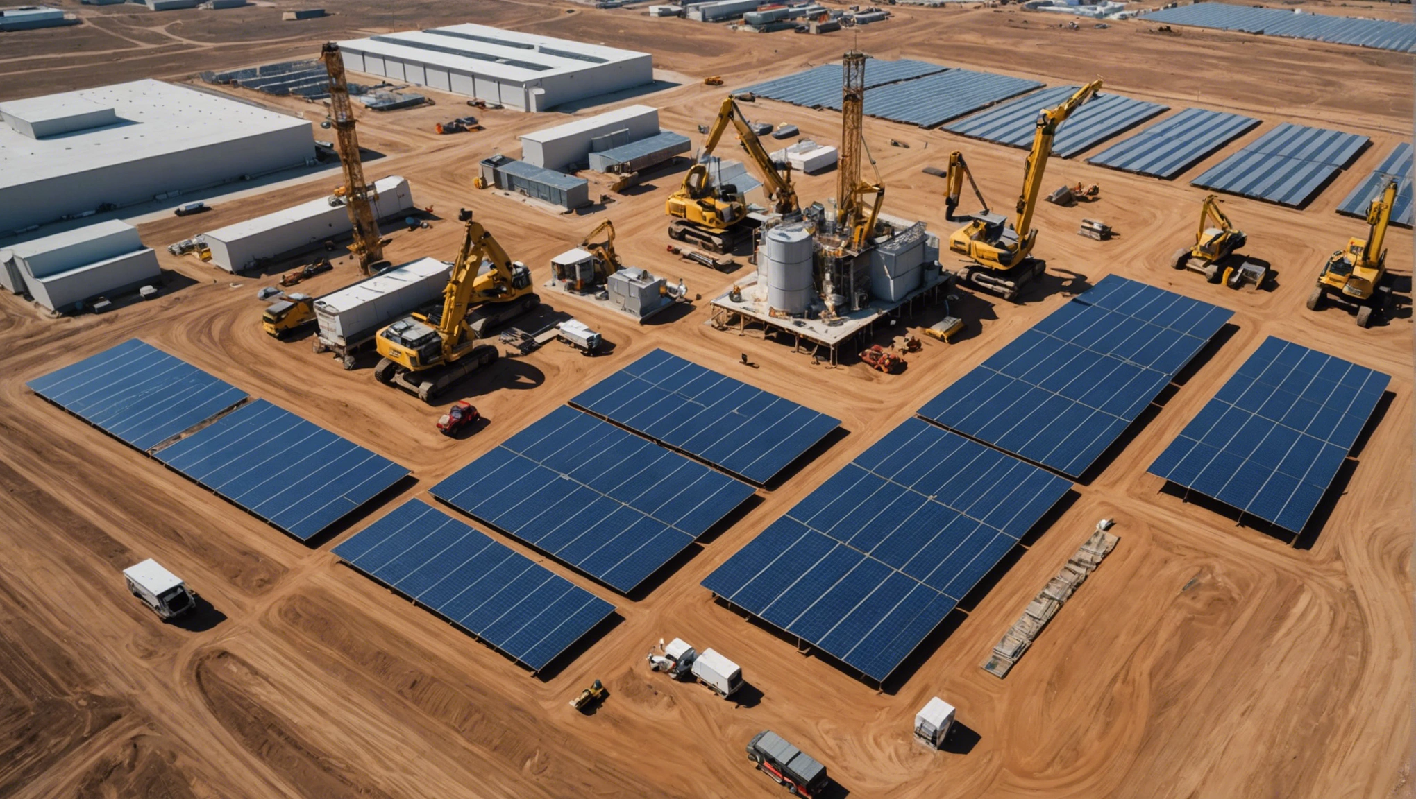 Construction d'une centrale solaire en timelapse